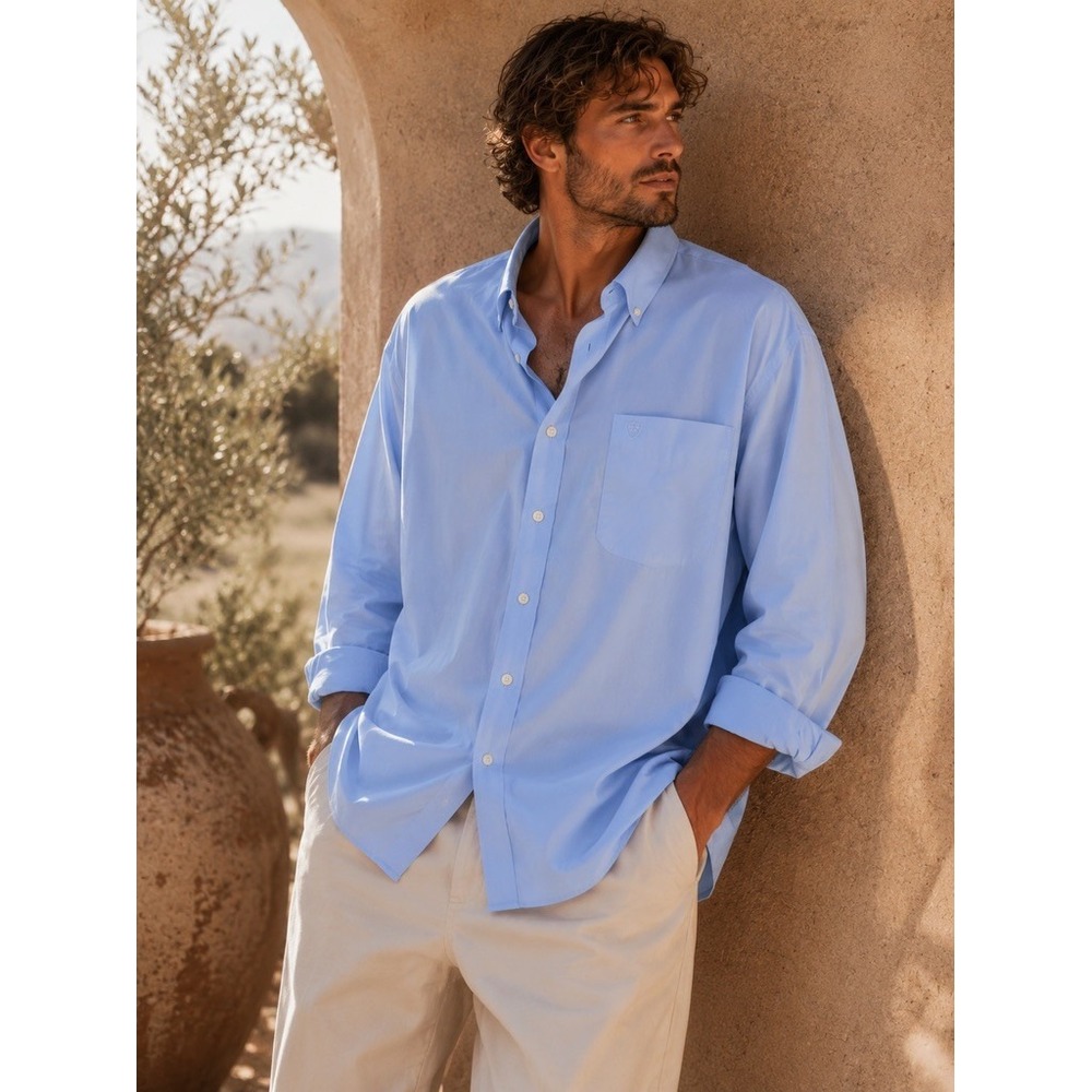 Ariat Mens Wrinkle Free Cotton Western Button Down Shirt Light Blue‎ Large L